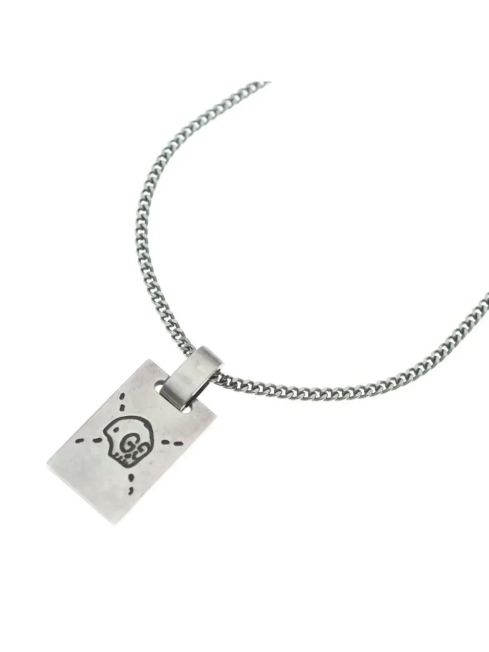 Gucci Ghost Skull Motif Top Chain Necklace Silver